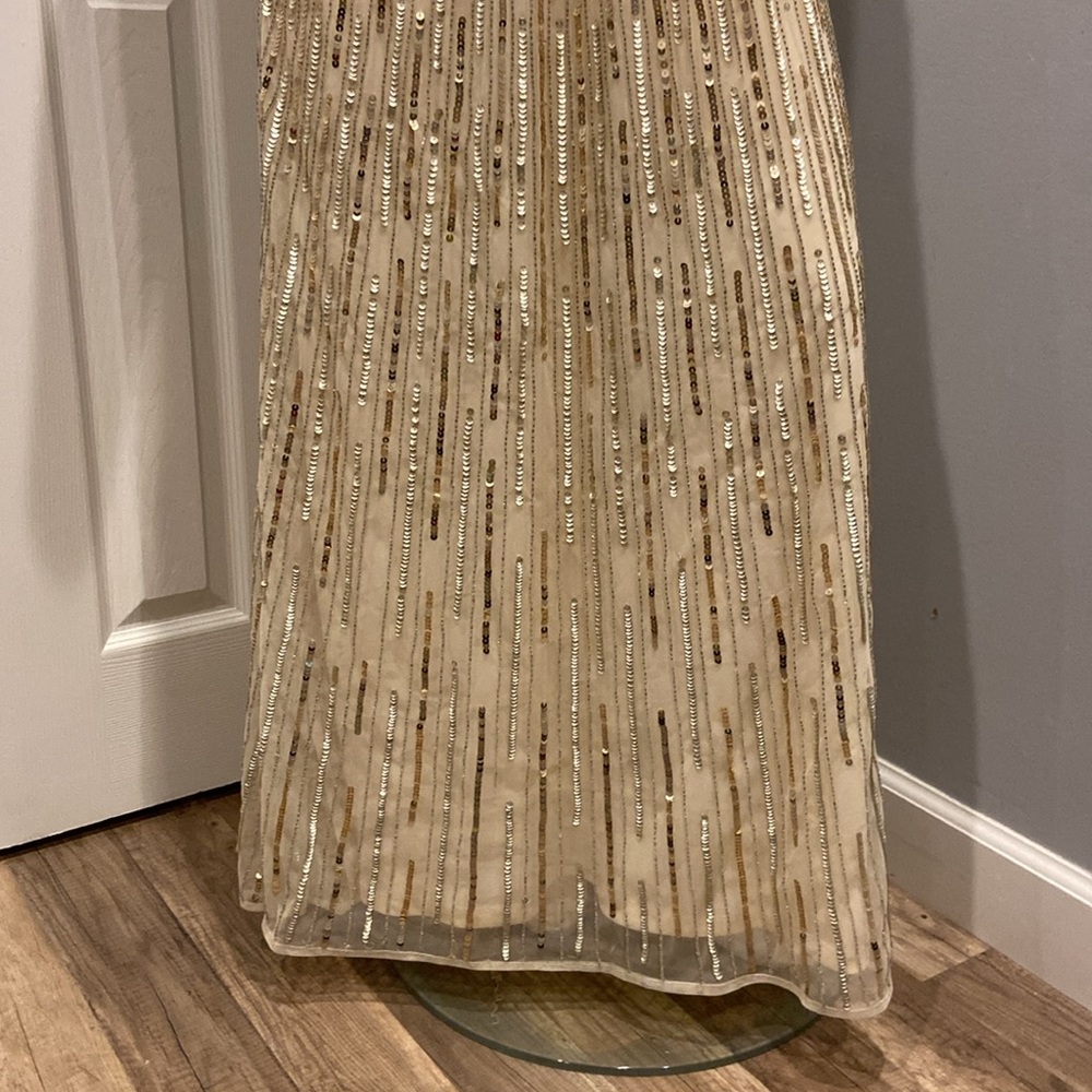NWOT Mac Duggal cream beaded gown - Picture 7 of 14